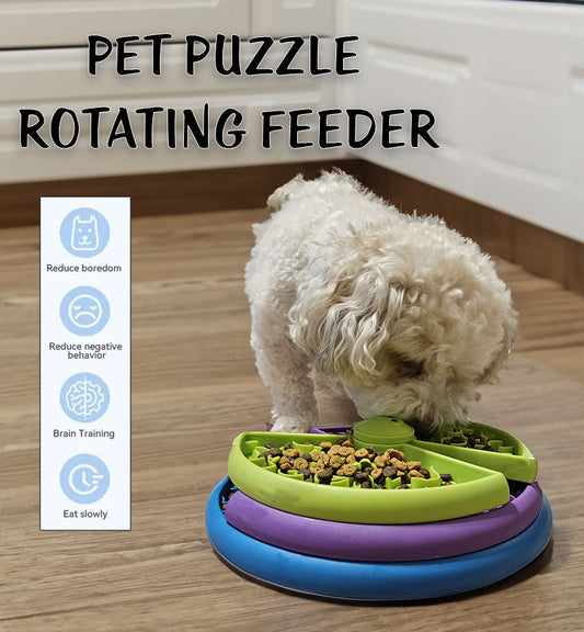 3-Layer Interactive Slow Feeder Dog Bowl – Puzzle Enrichment Toy for Dogs & Cats, Anti-Choking, Anti-Slip, Slow Eating Maze Feeder